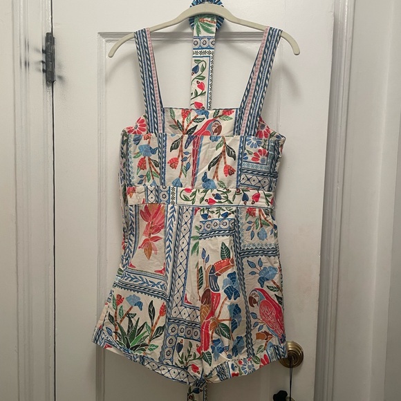 FARM Rio Tropical Tiles Squareneck Belted Romper - Picture 6 of 6